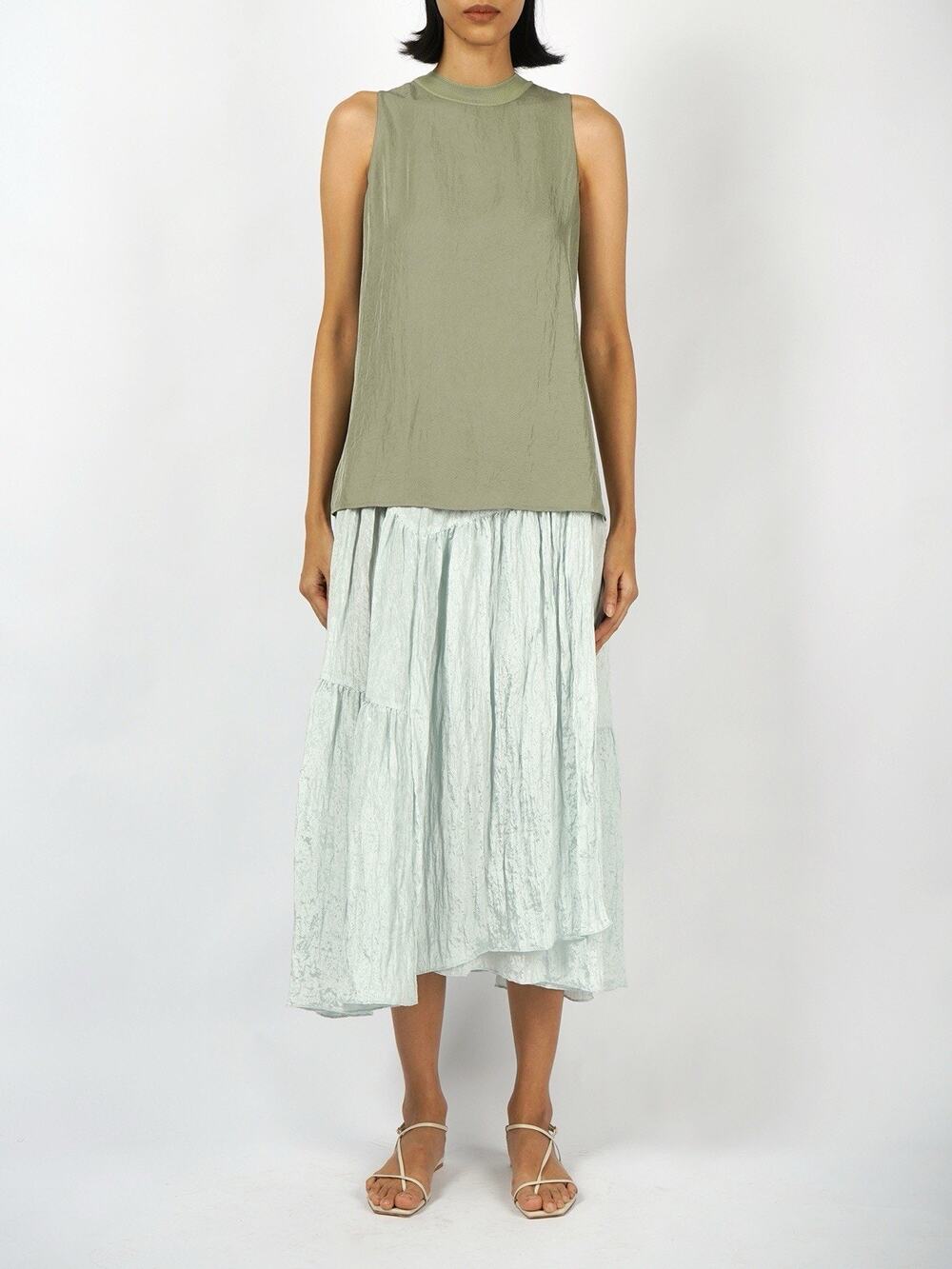 Vince Women's Ribbed Trim Camisole Tank Pale Jade Size XL